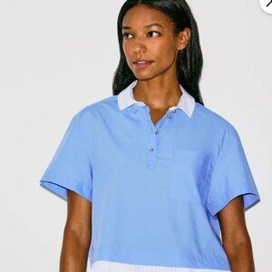 Claudie Pierlot Collared Short Sleeve Top Size 2 MSRP $245